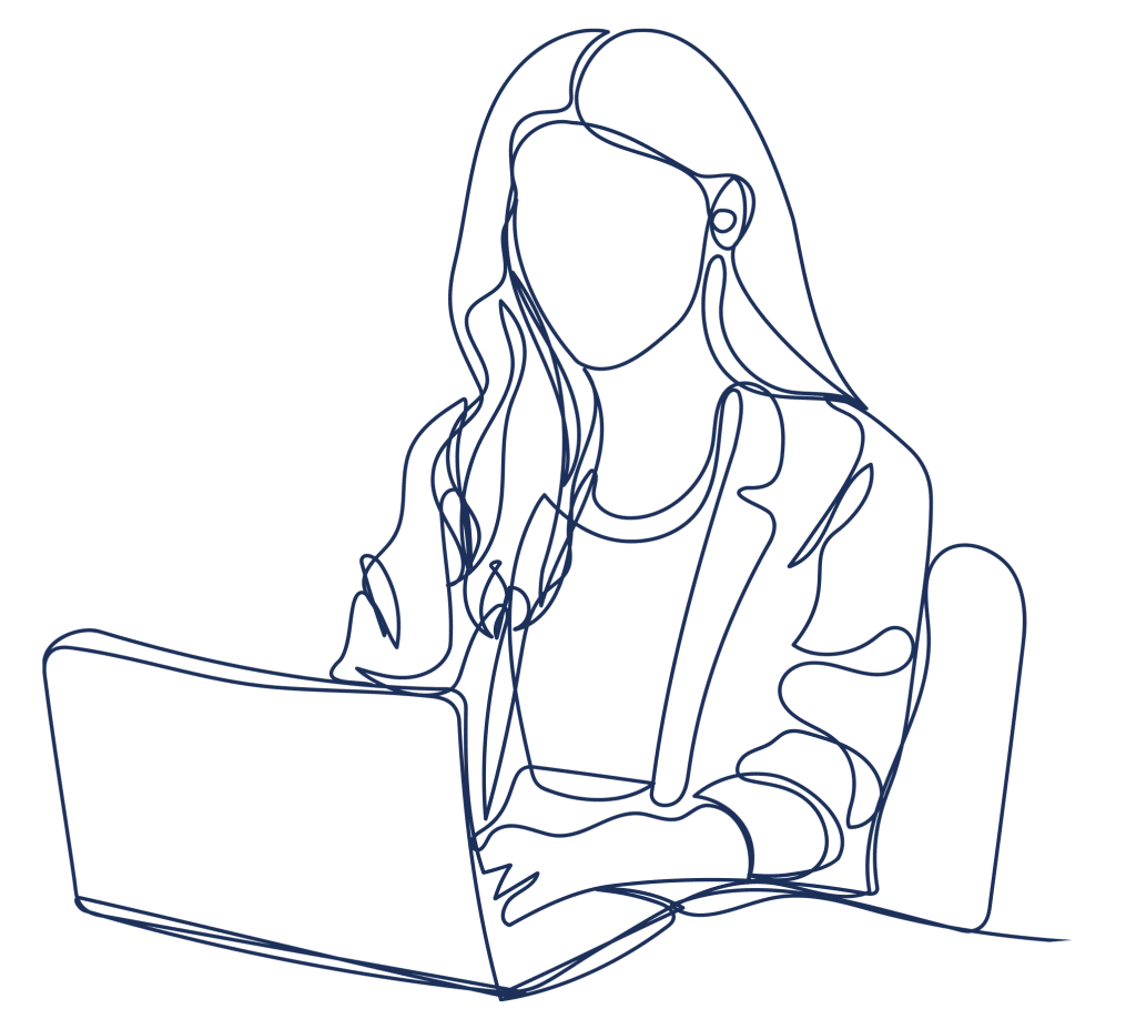 Illustration female working on website